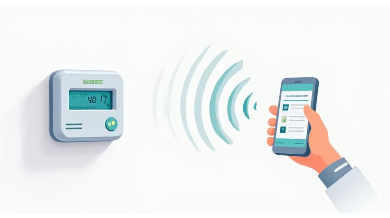 Graphic showing a smart meter receiving credit wirelessly from a phone